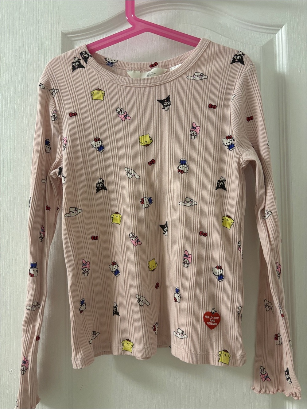 Nwot Girls Hello Kitty Ribbed long sleeve Top with ruffle sleeves size 8/10